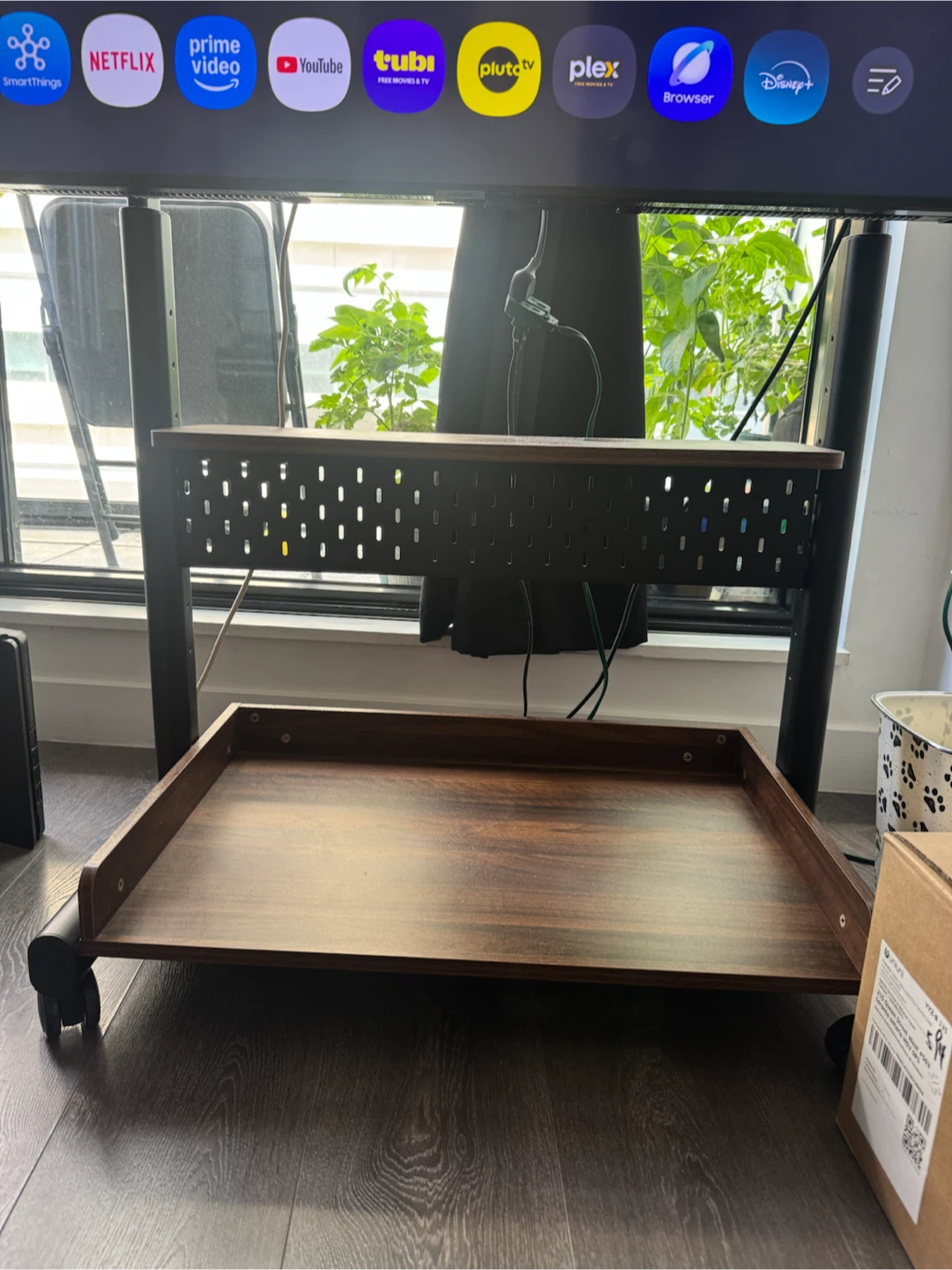 Rolling TV Stand with Shelves