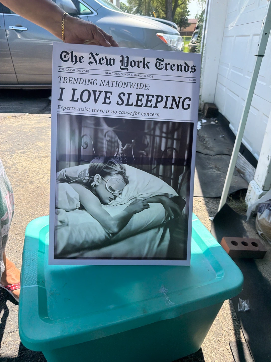 The New York Trends "I LOVE SLEEPING" Newspaper Print