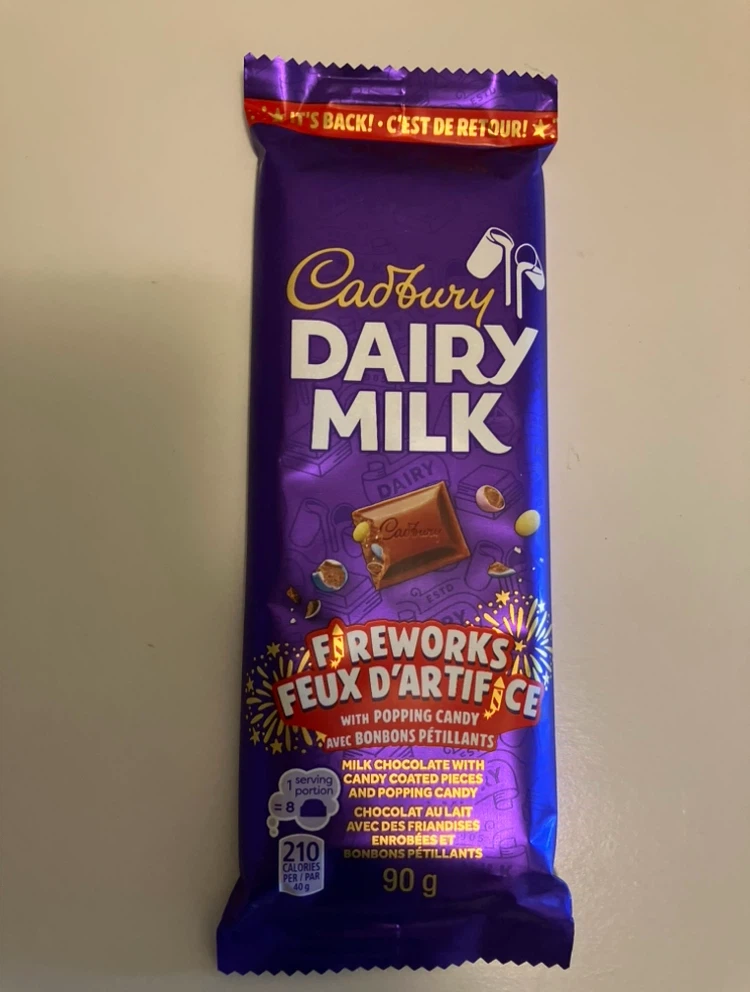 Cadbury Dairy Milk Fireworks Chocolate Bar with Popping Candy
