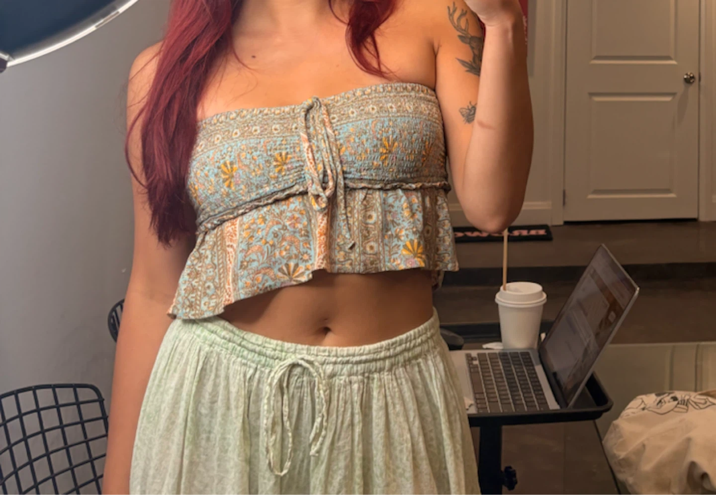 Floral Print Smocked Tube Top