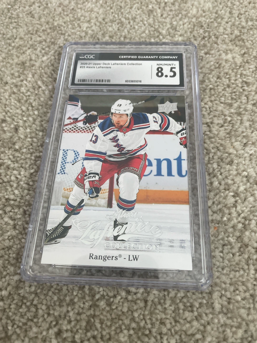2020-21 Upper Deck Alexis Lafreniere Hockey Card #25 NGC 8.5