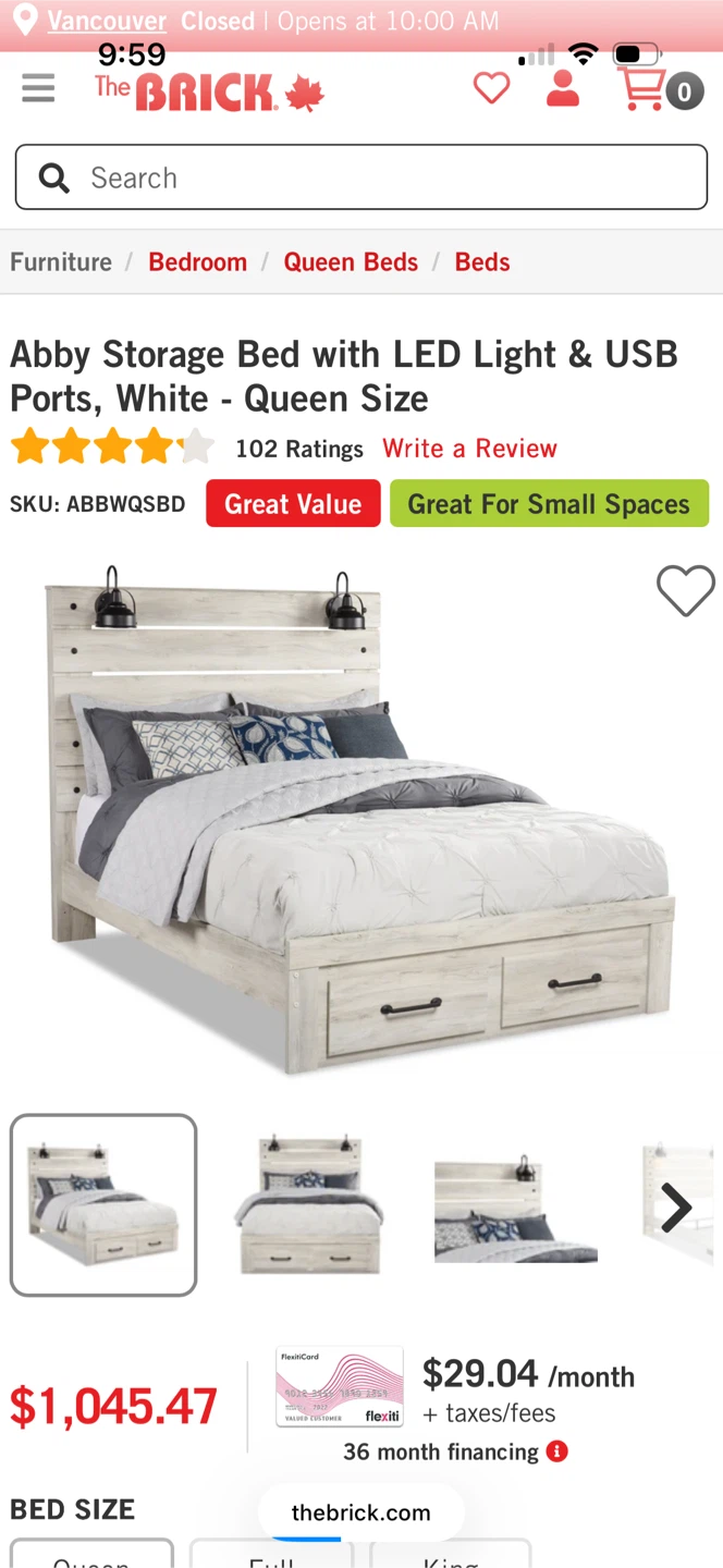The Brick Abby Storage Bed with LED Light & USB Ports - Queen