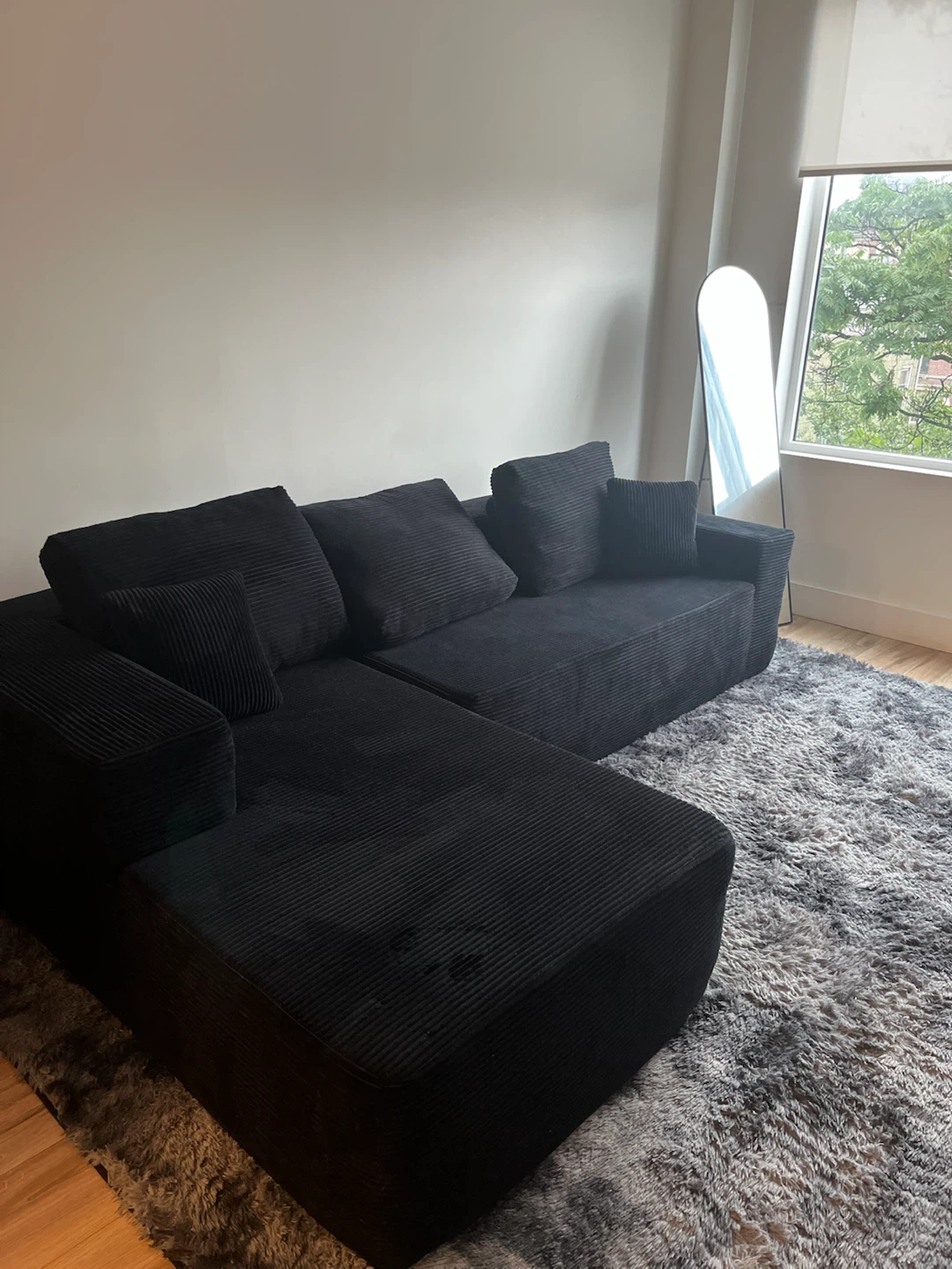 Black Corduroy Sectional Sofa
