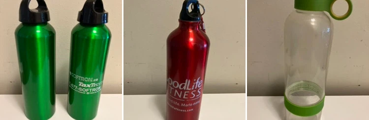 Assorted Aluminum and Plastic Water Bottles - price of Each