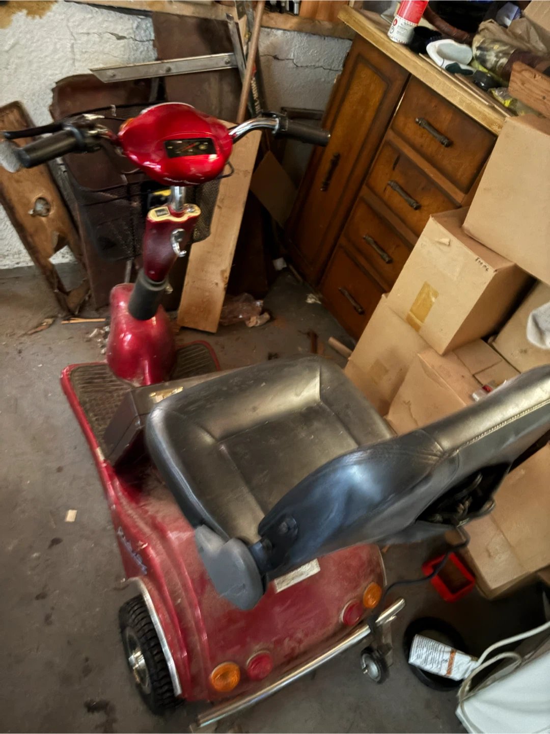 Red Mobility Scooter with Basket
