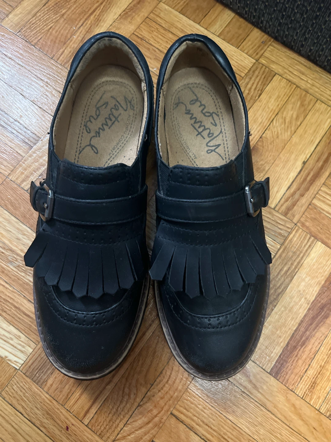 Natural Soul Black Loafers with Fringe & Buckle - photo 2