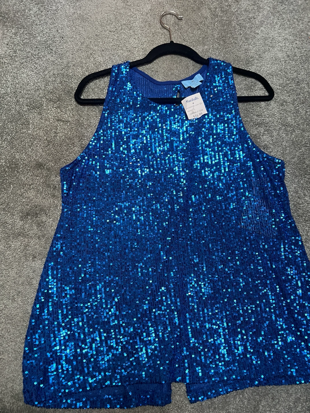 CeCe Blue Sequin Tank Top XL