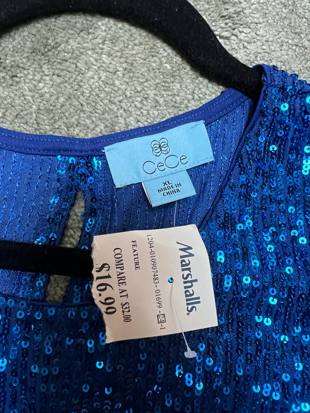 CeCe Blue Sequin Tank Top XL - photo 3