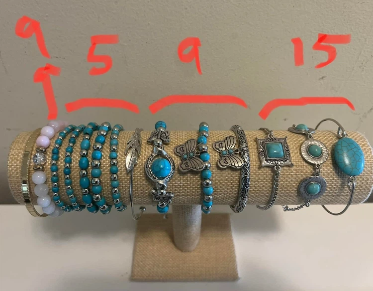 Turquoise and Silver-Toned Bracelet Collection
