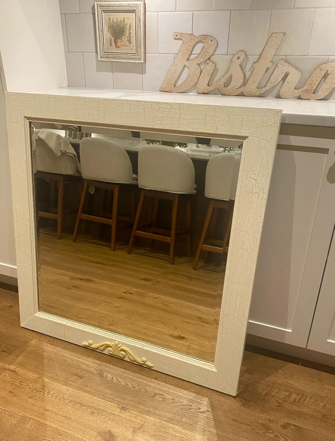 GORGEOUS Very Large beveled mirror designer painted /antiqued - photo 5