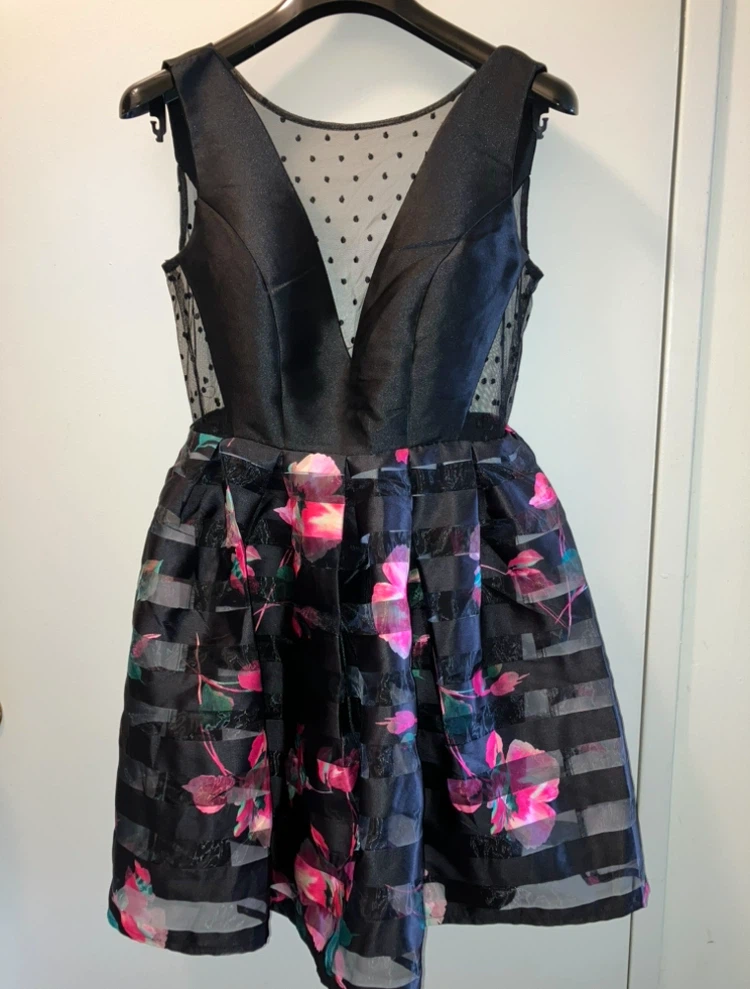 Black Floral Fit & Flare Dress