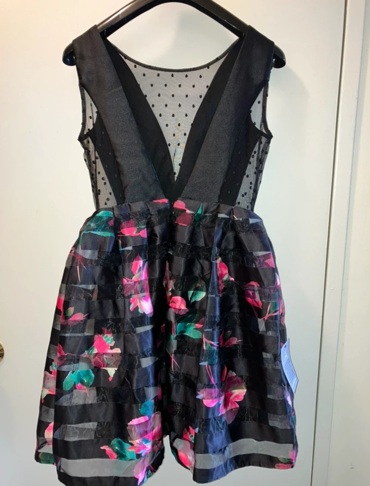 Black Floral Fit & Flare Dress - photo 2