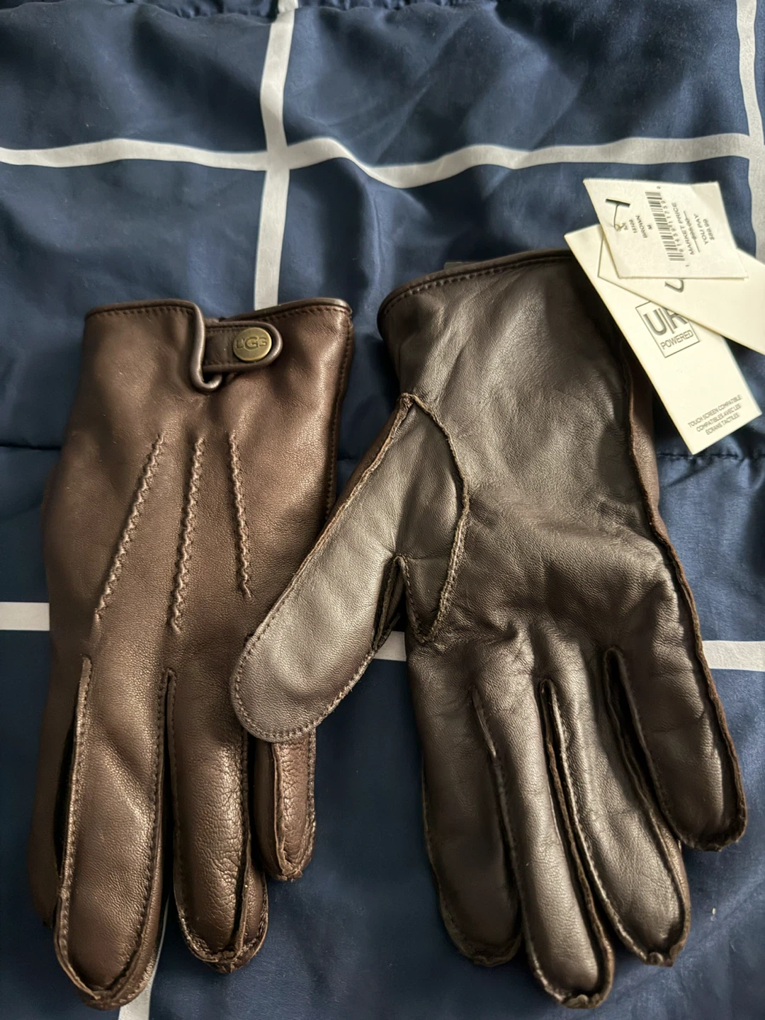 UGG Brown Leather Gloves - M Size