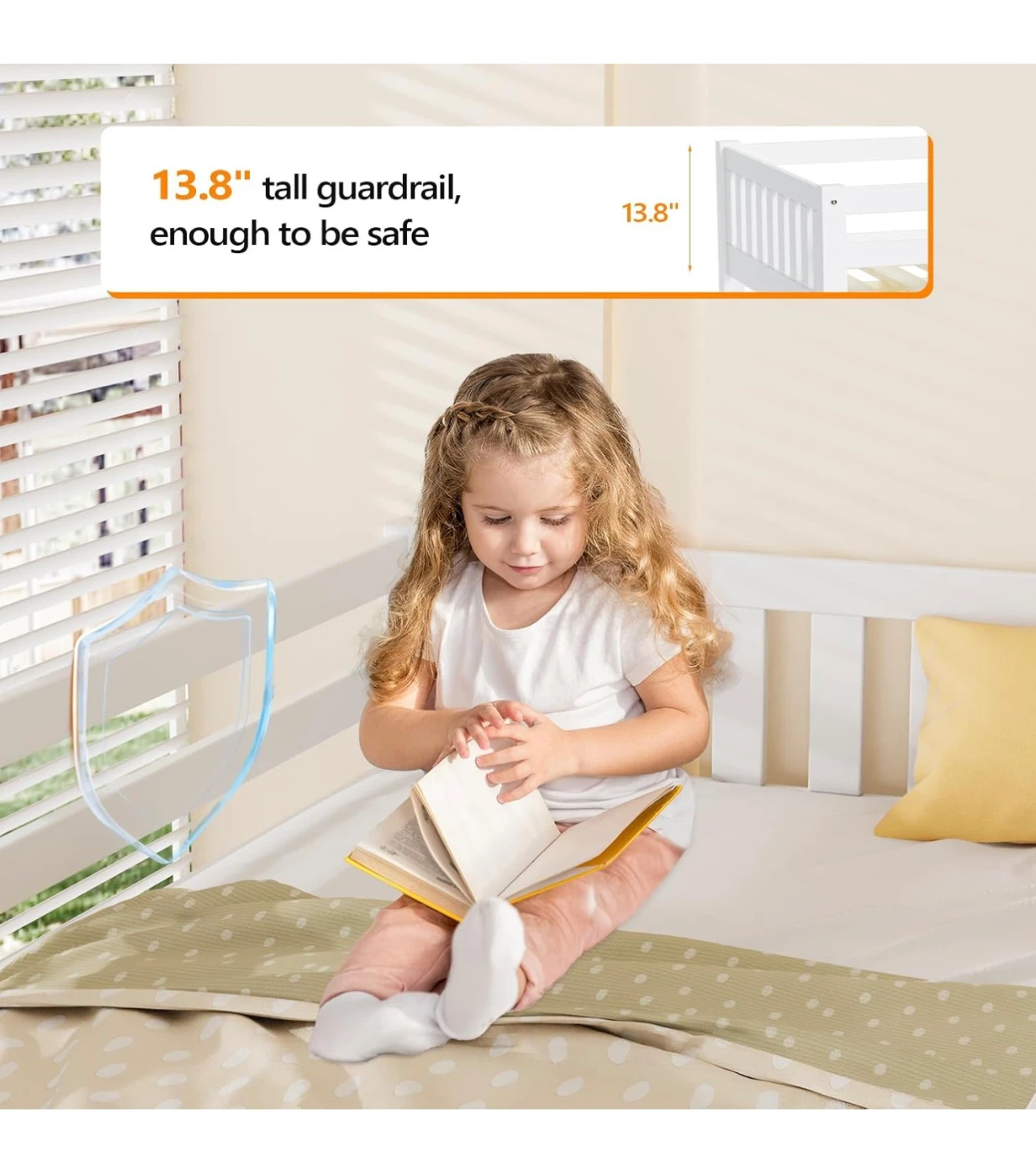 White Twin Loft Bed with Guardrail - photo 4