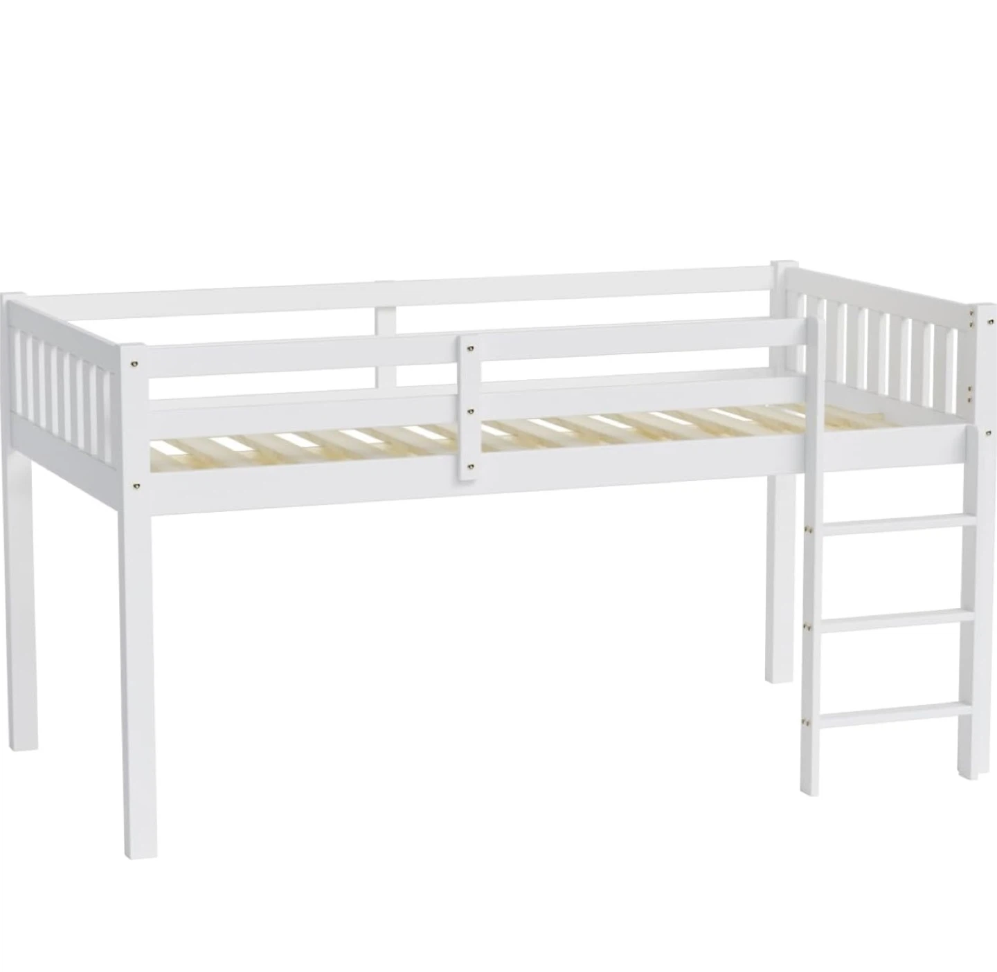 White Twin Loft Bed with Guardrail - photo 2