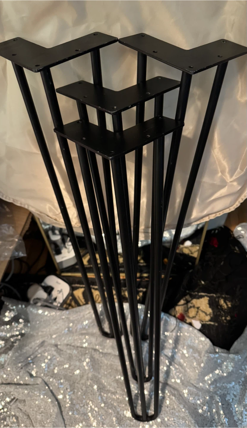 Set of 4 Black Metal Hairpin Legs