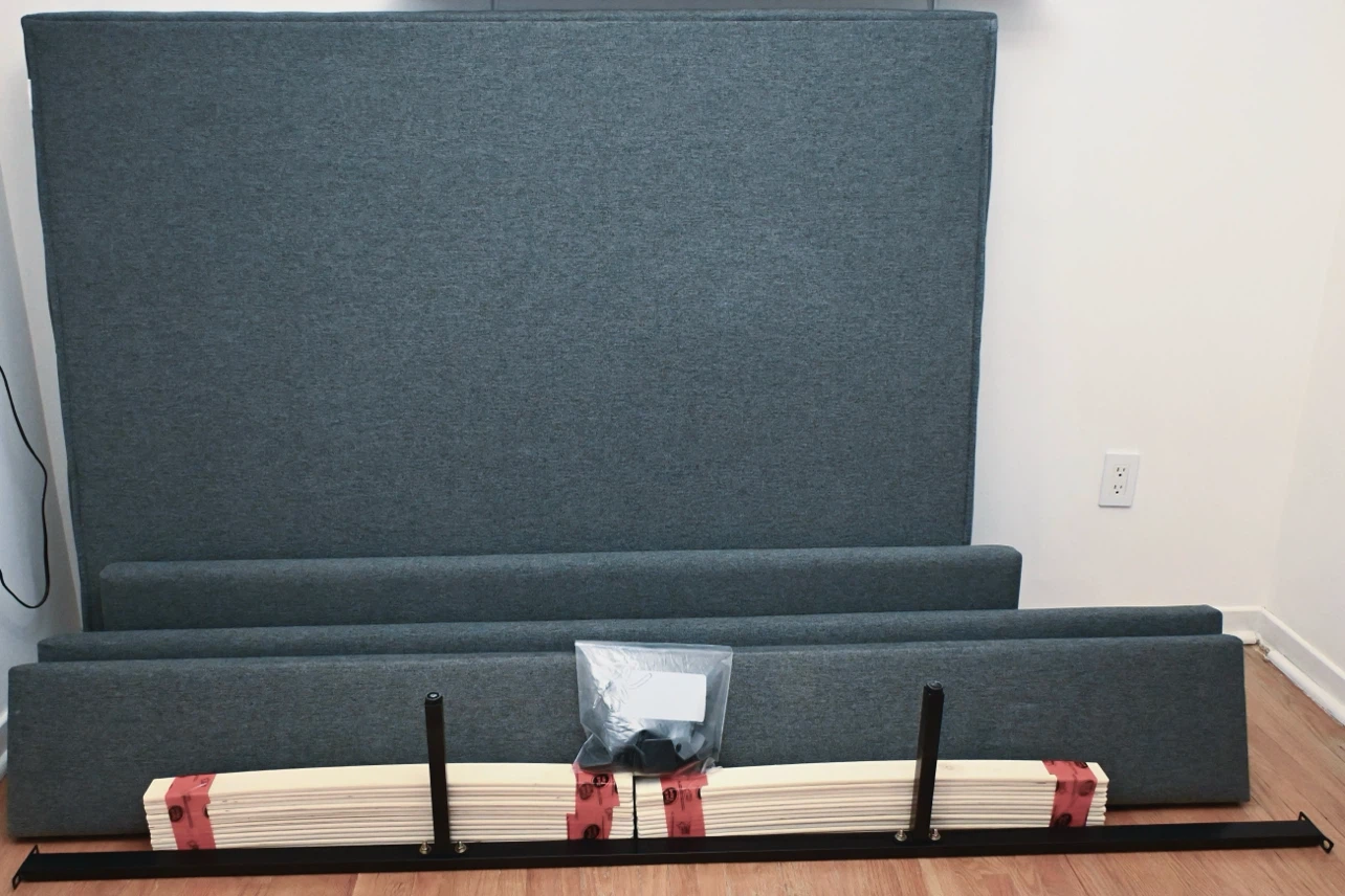 Grey Upholstered Queen-size Bed Frame - photo 3