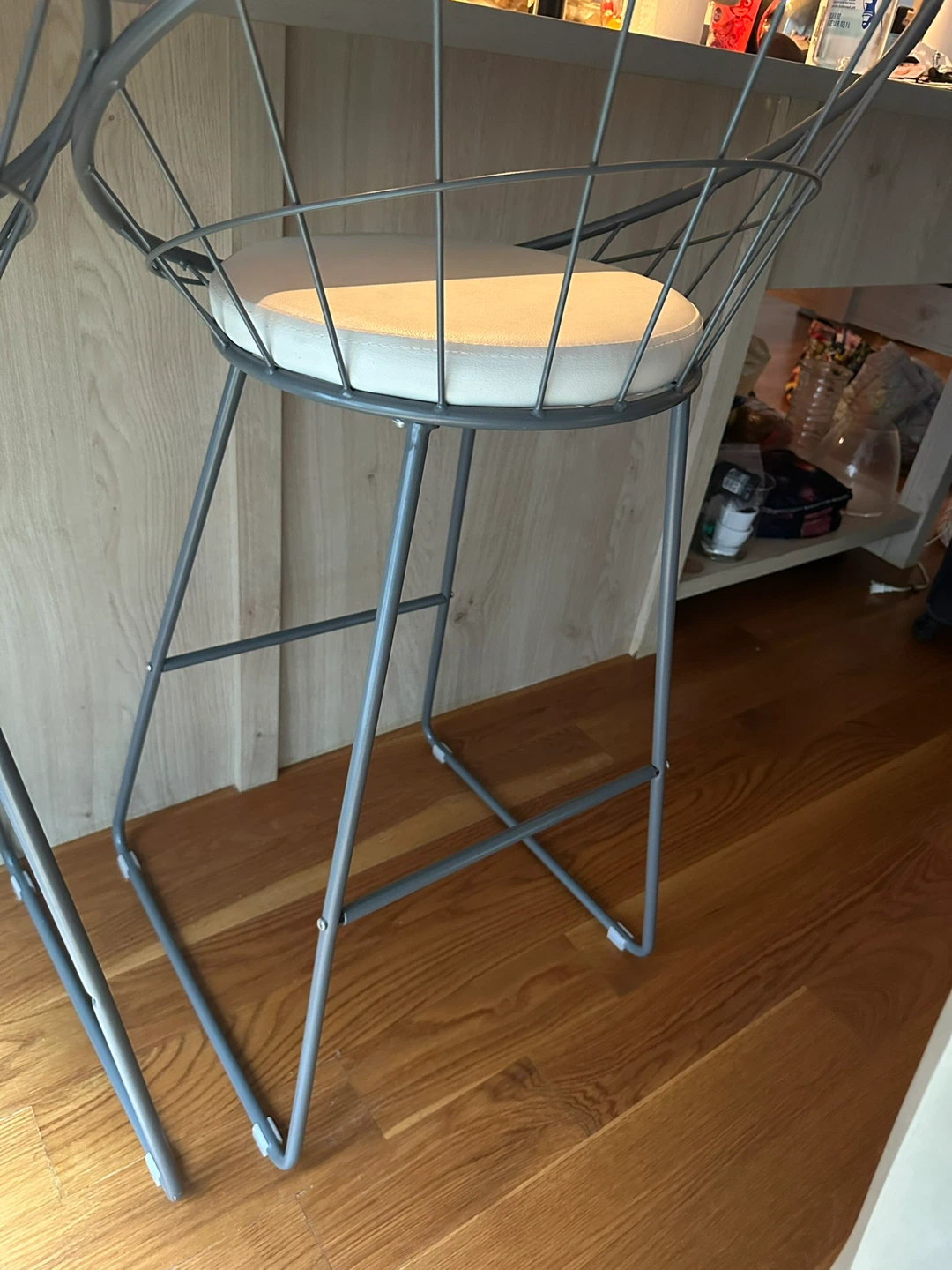 Set of 2 Modern Wire Frame Bar Stool with Padded Seat - photo 5