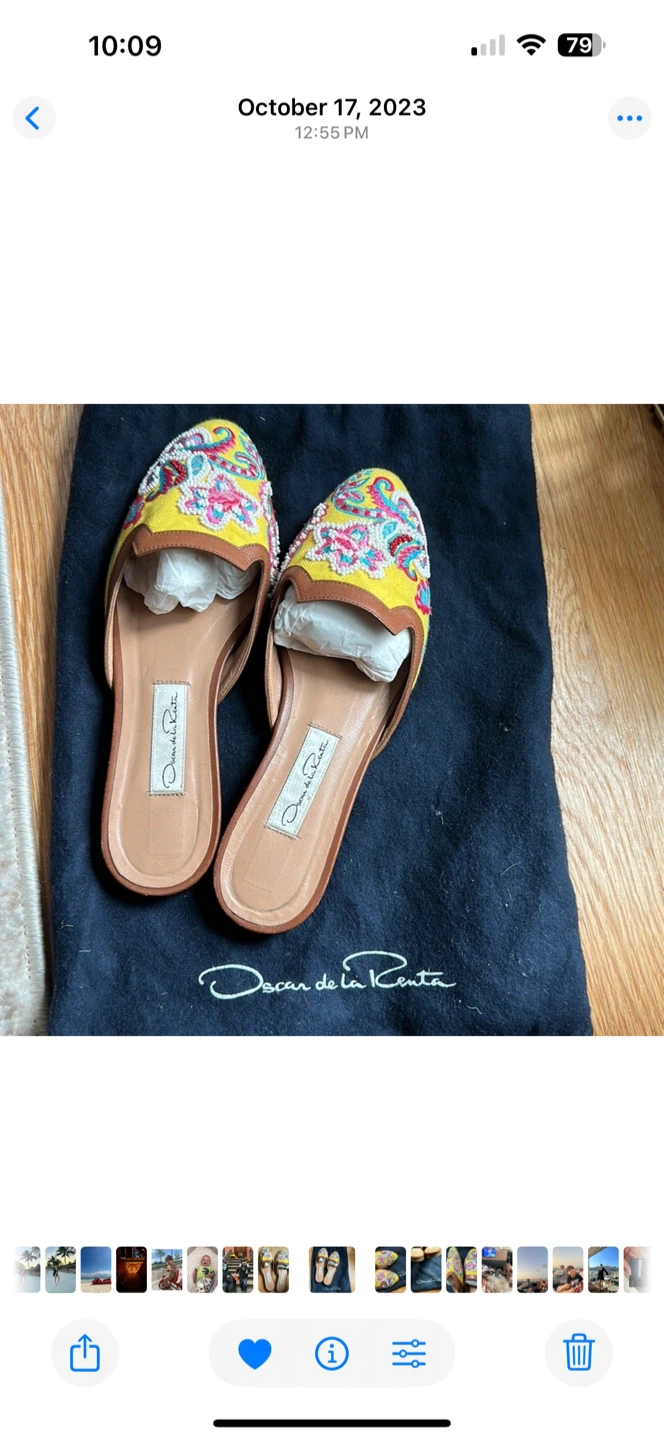 Oscar de la Renta Yellow Embroidered Mules 6.5 - photo 4