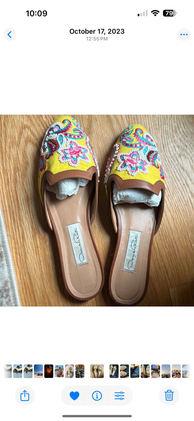 Oscar de la Renta Yellow Embroidered Mules 6.5 - photo 5