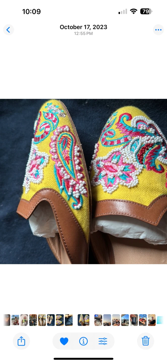 Oscar de la Renta Yellow Embroidered Mules 6.5