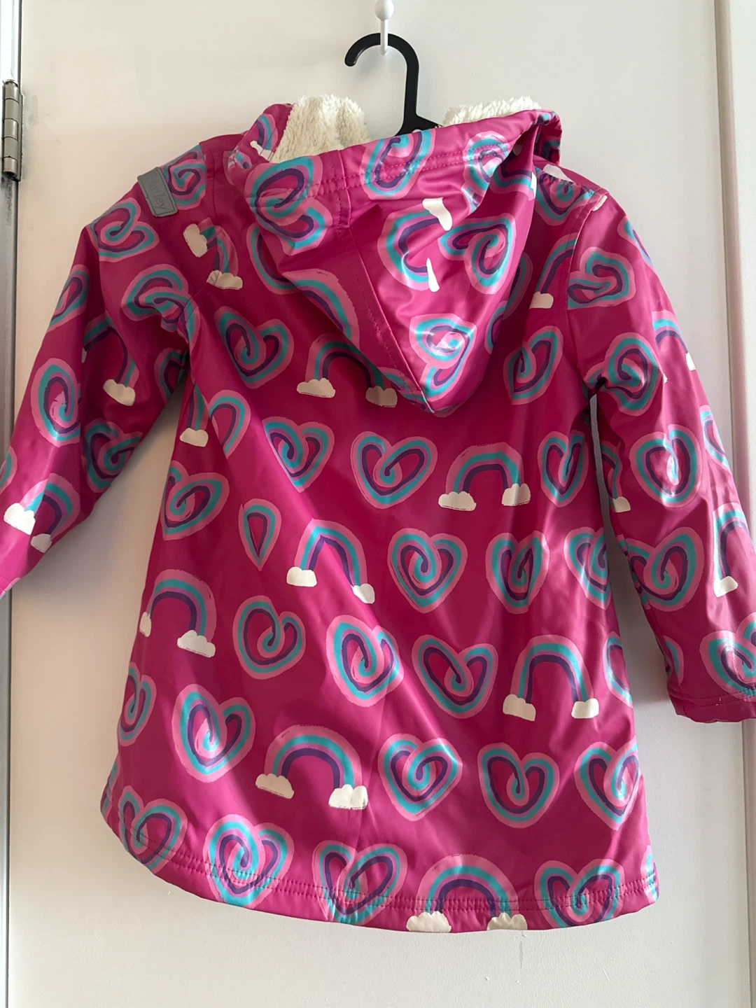Hatley Kid Pink Rainbow Heart Rain Jacket and Pants Set - photo 2