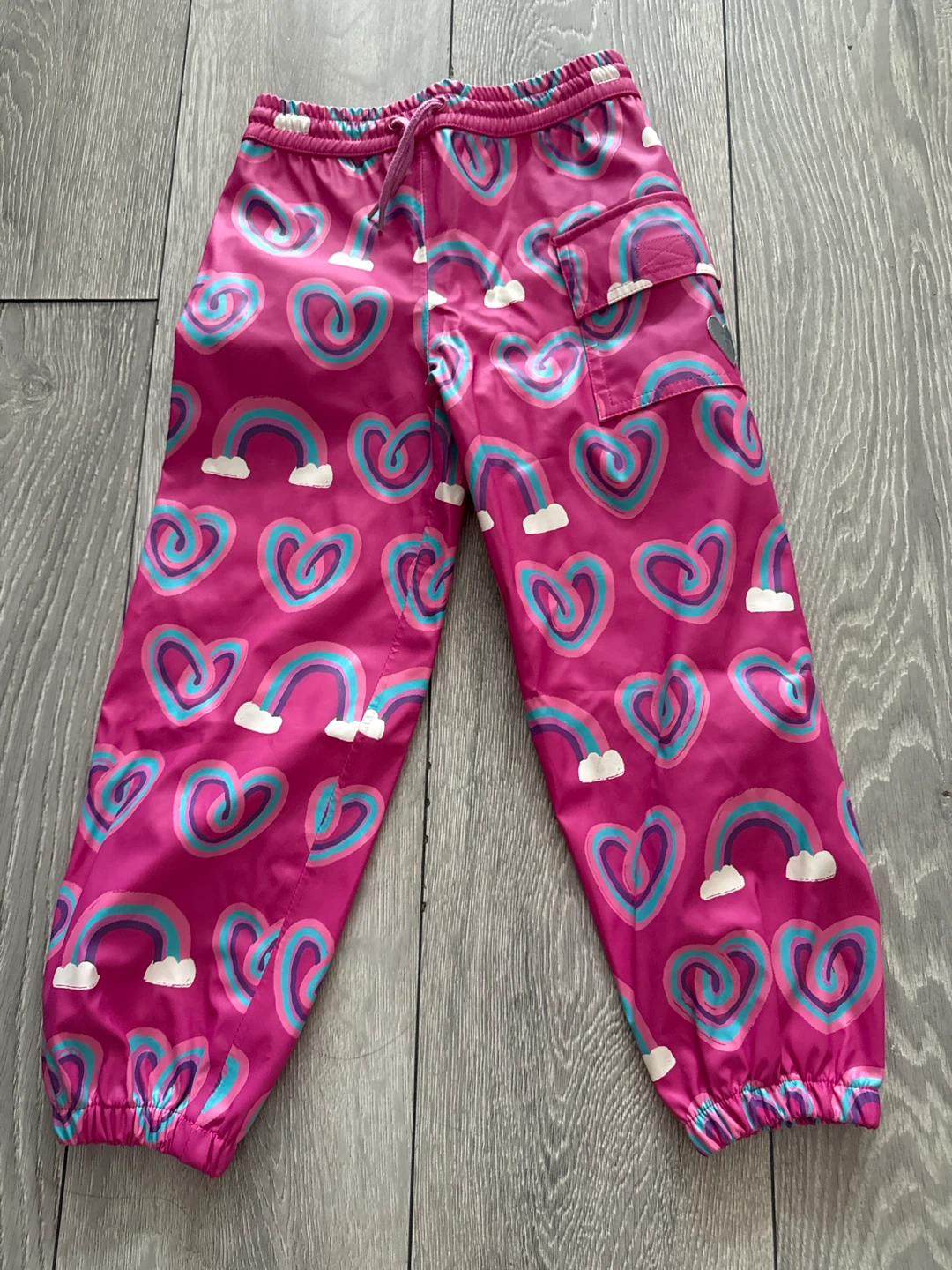 Hatley Kid Pink Rainbow Heart Rain Jacket and Pants Set - photo 3