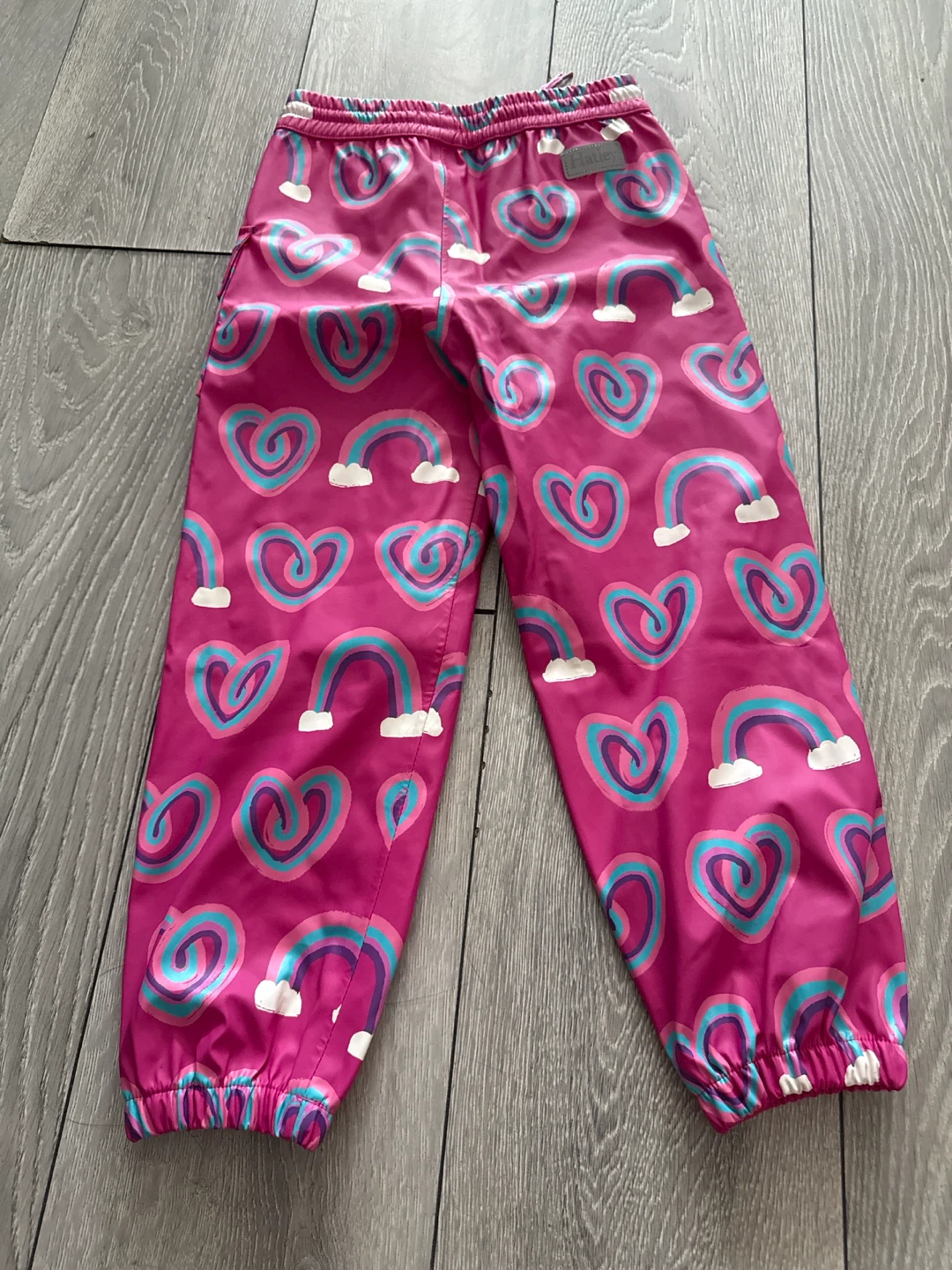 Hatley Kid Pink Rainbow Heart Rain Jacket and Pants Set - photo 4