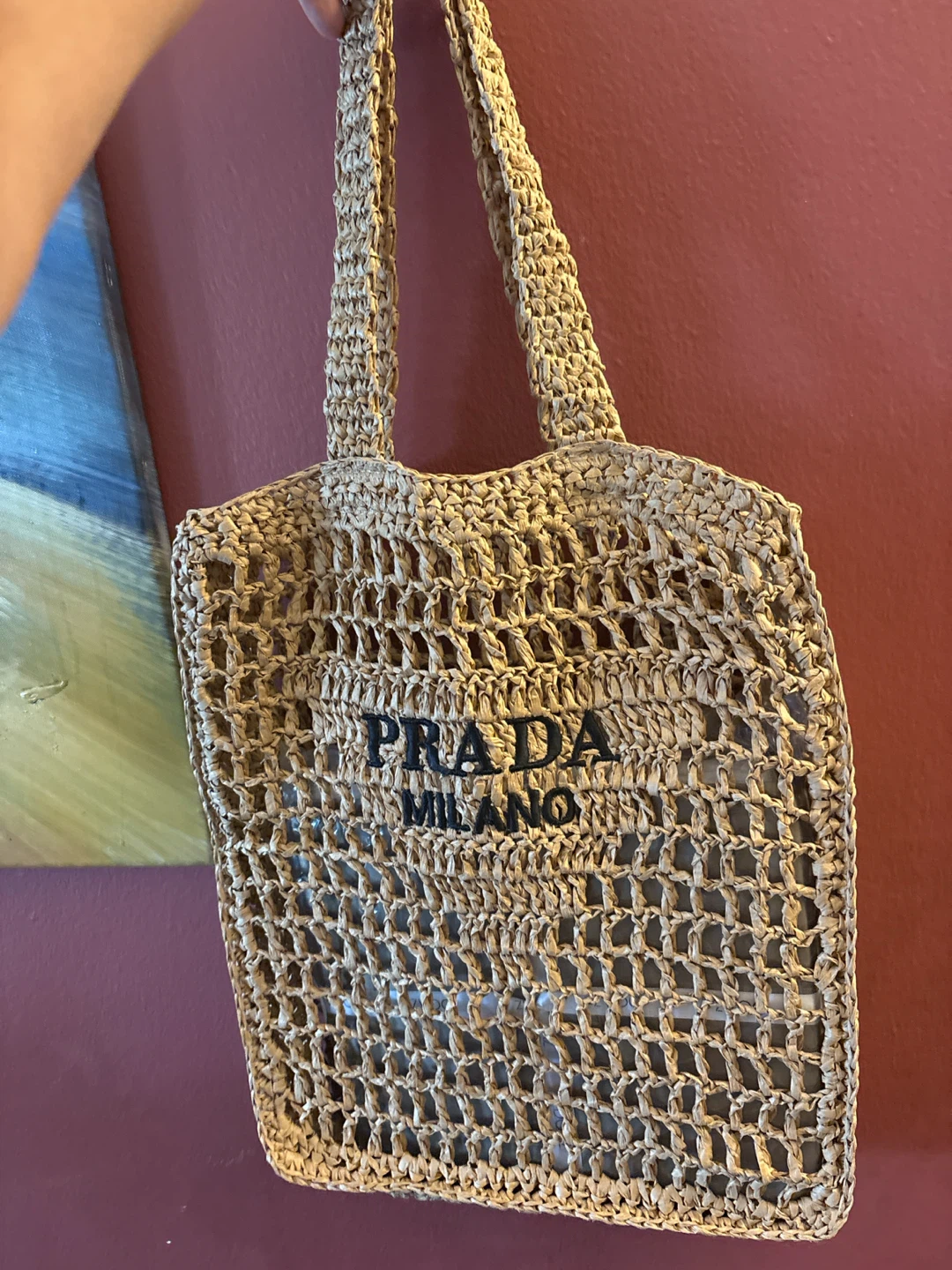 PRADA MILANO Woven Straw Tote Bag NEW