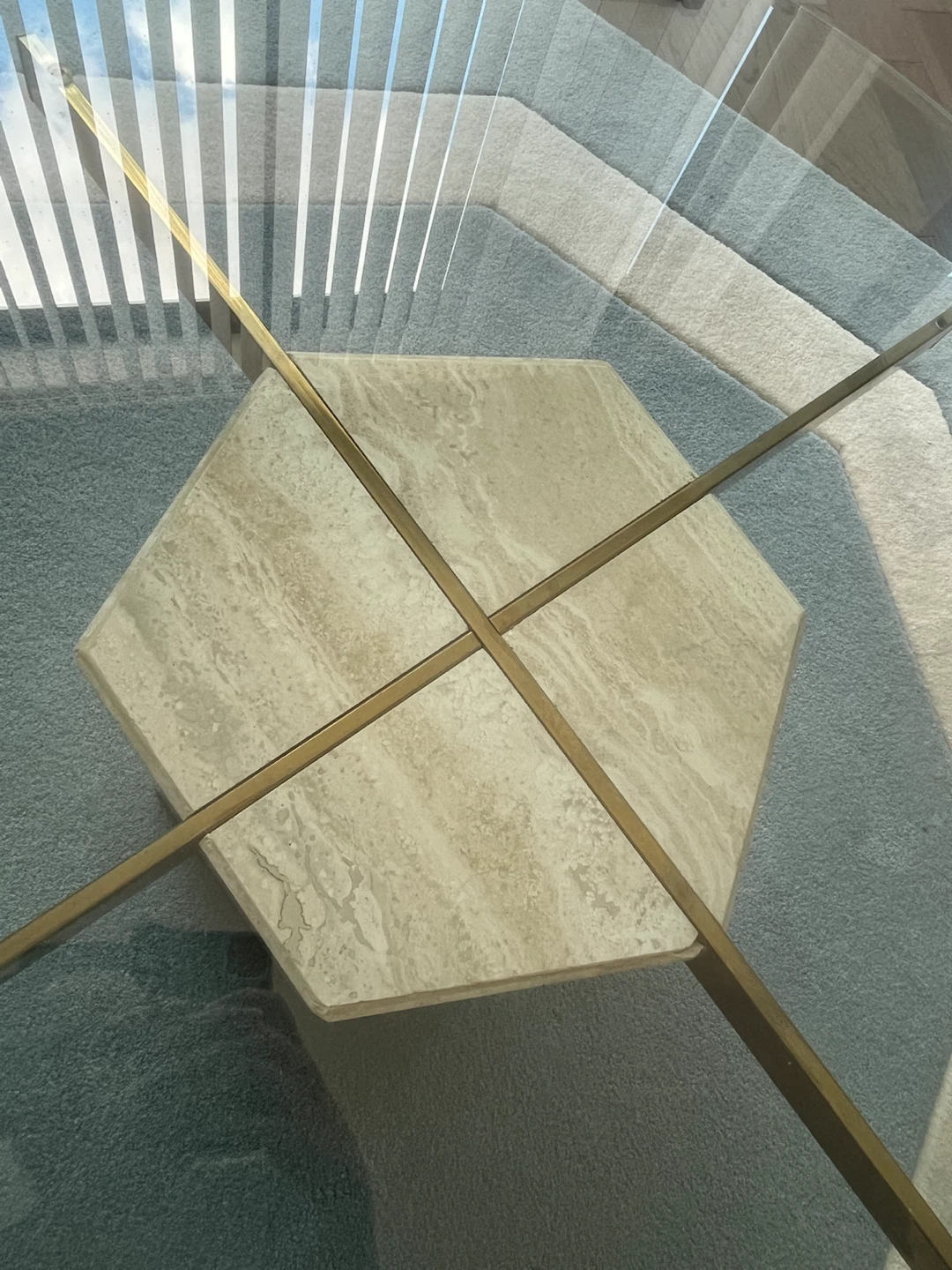Glass Travertine Coffee Table and Rug - photo 2