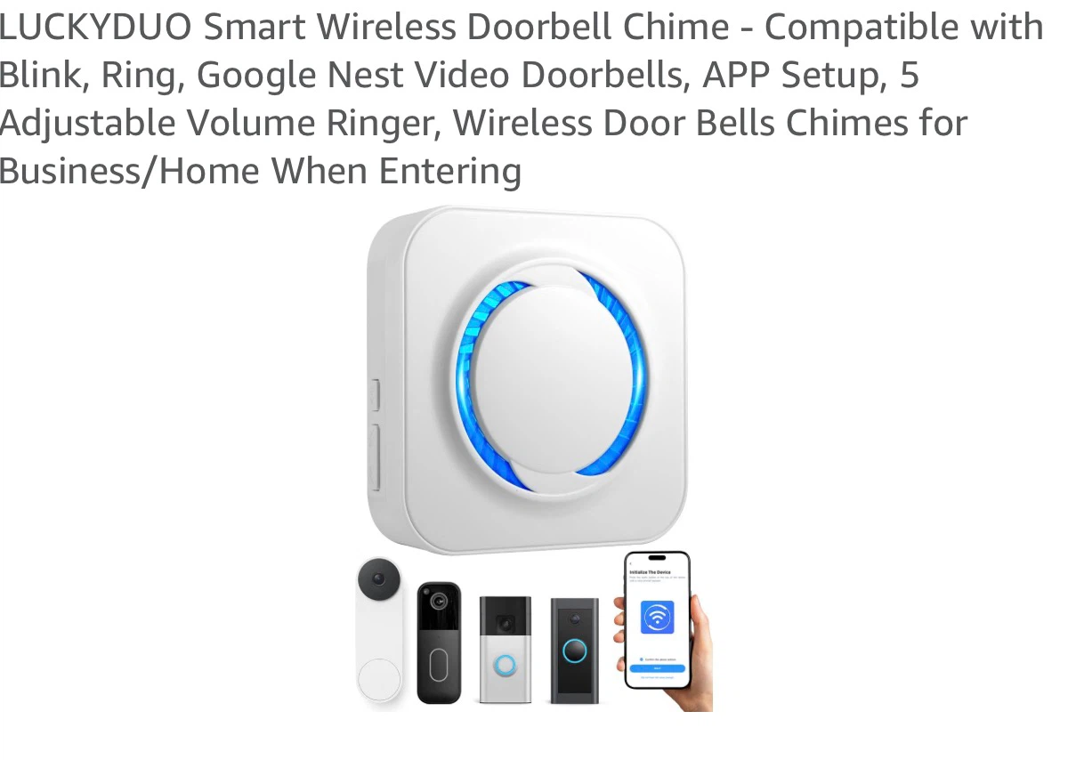 LUCKYDUO Smart Wireless Doorbell Chime DB1
