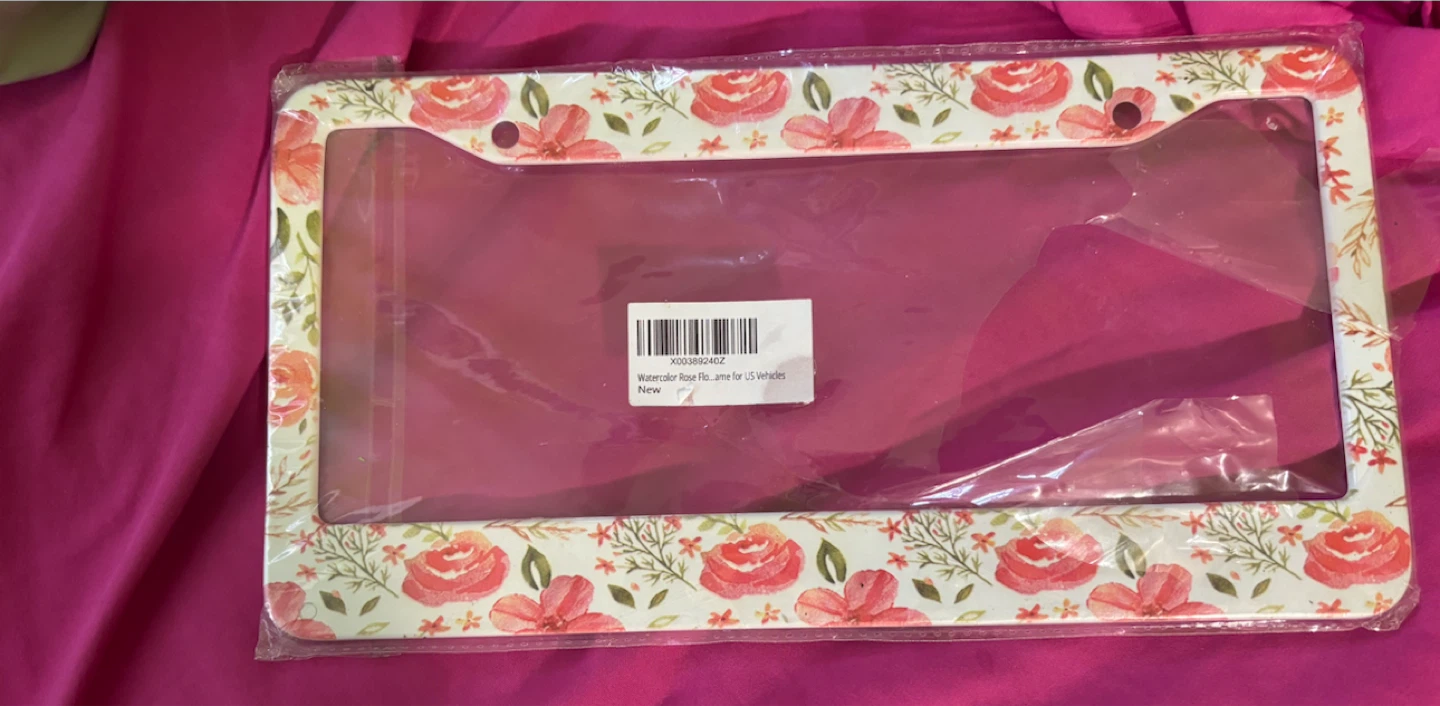 License Plate Frame - Watercolor Rose Floral