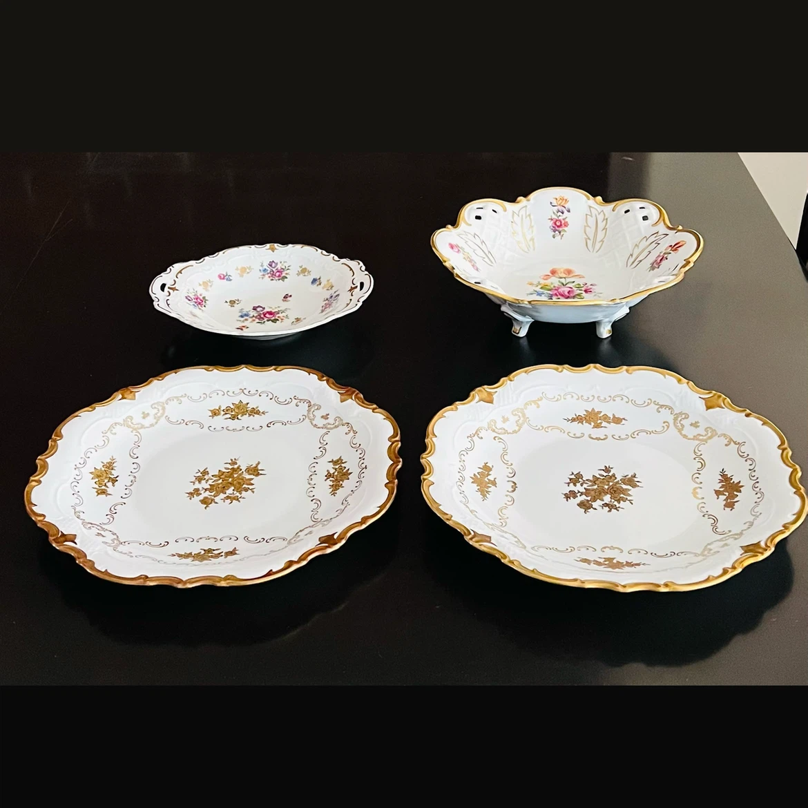 Reichenbach Porcelain Serving Platter and Bowl with Gold Trim - photo 3