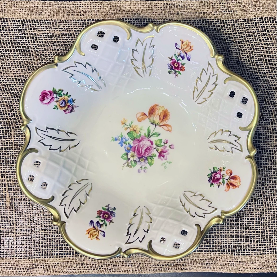 Reichenbach Porcelain Serving Platter and Bowl with Gold Trim - photo 4