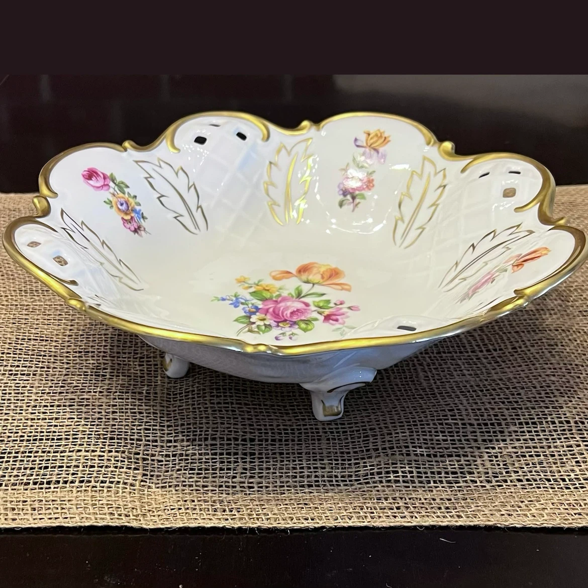 Reichenbach Porcelain Serving Platter and Bowl with Gold Trim - photo 5