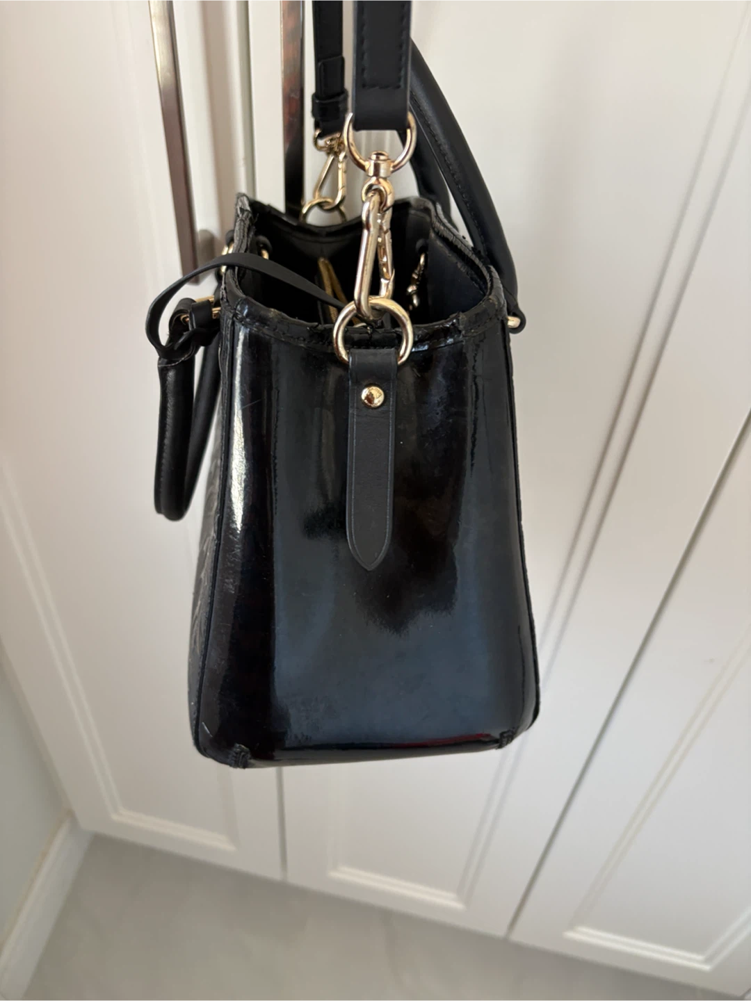 Coach Black Embossed Signature Satchel Handbag - photo 3