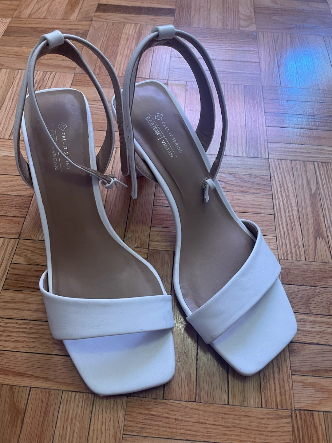 Call It Spring White Block Heel Sandals