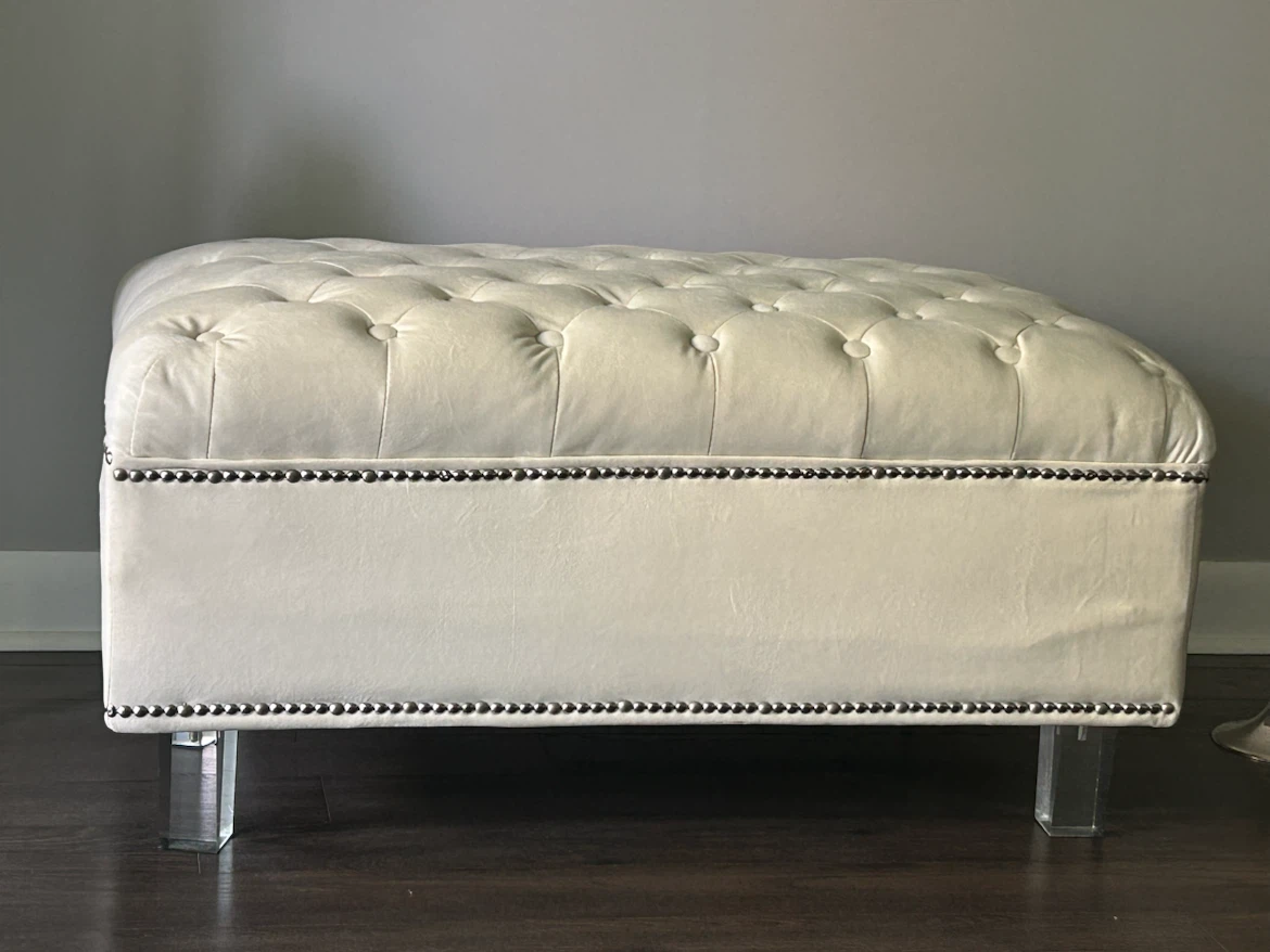 Tufted Ottoman with Acrylic Legs
