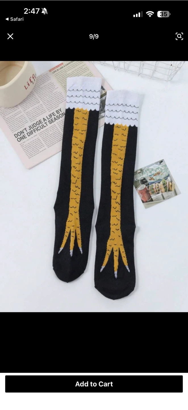2 Pairs of Chicken Leg Knee-High Funny Socks - photo 3