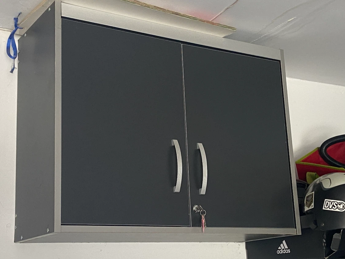 Black and Silver Two-Door Wall Cabinet
