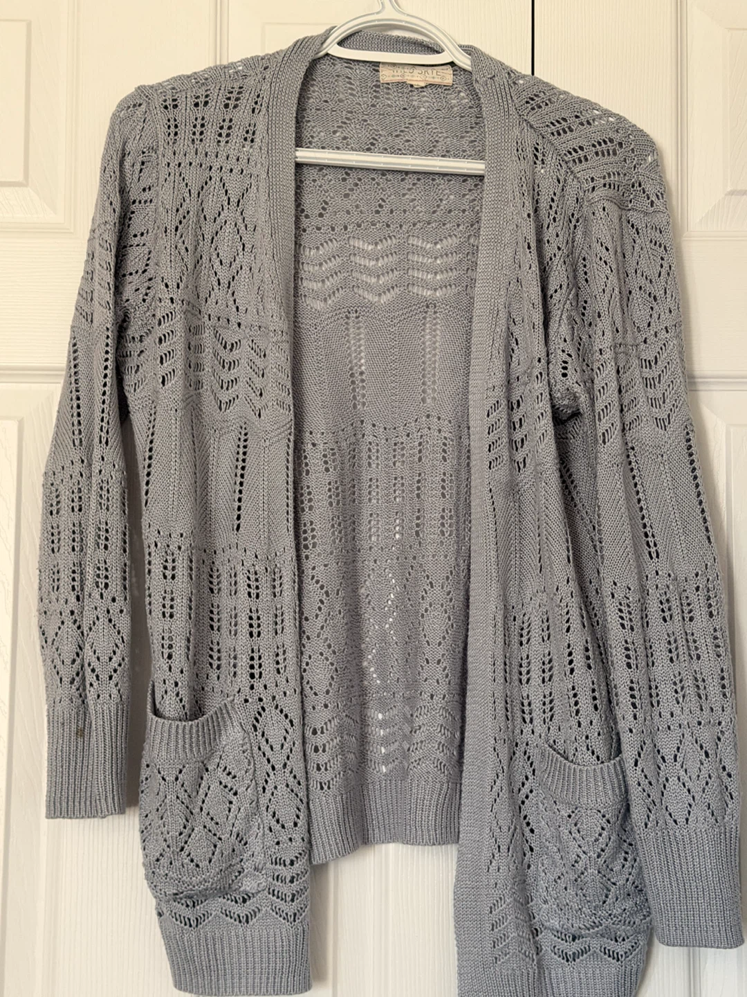 Grey Open Knit Cardigan small