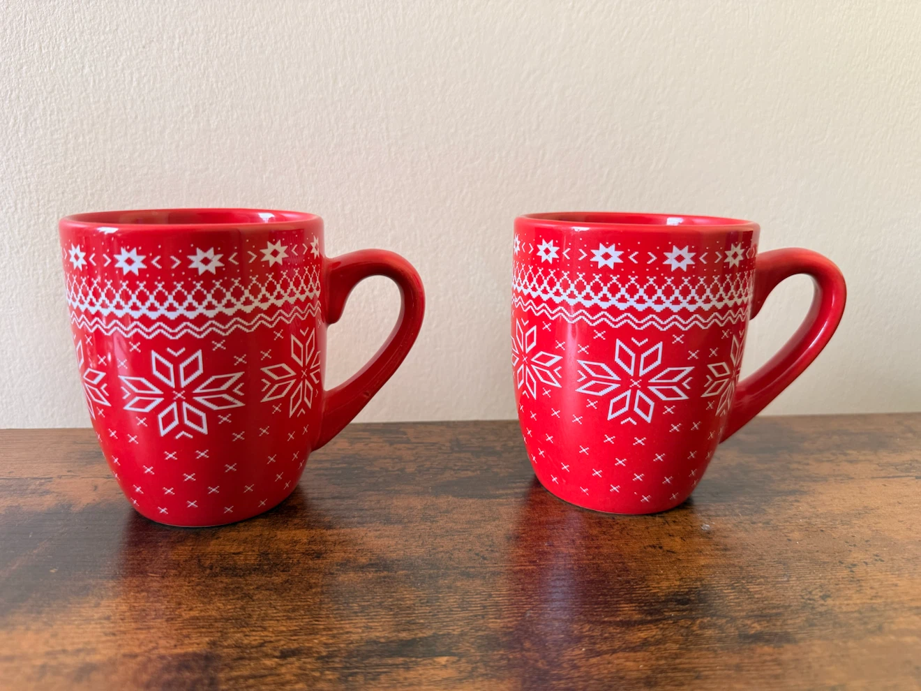 NEW Set of Red Snowflake Mugs