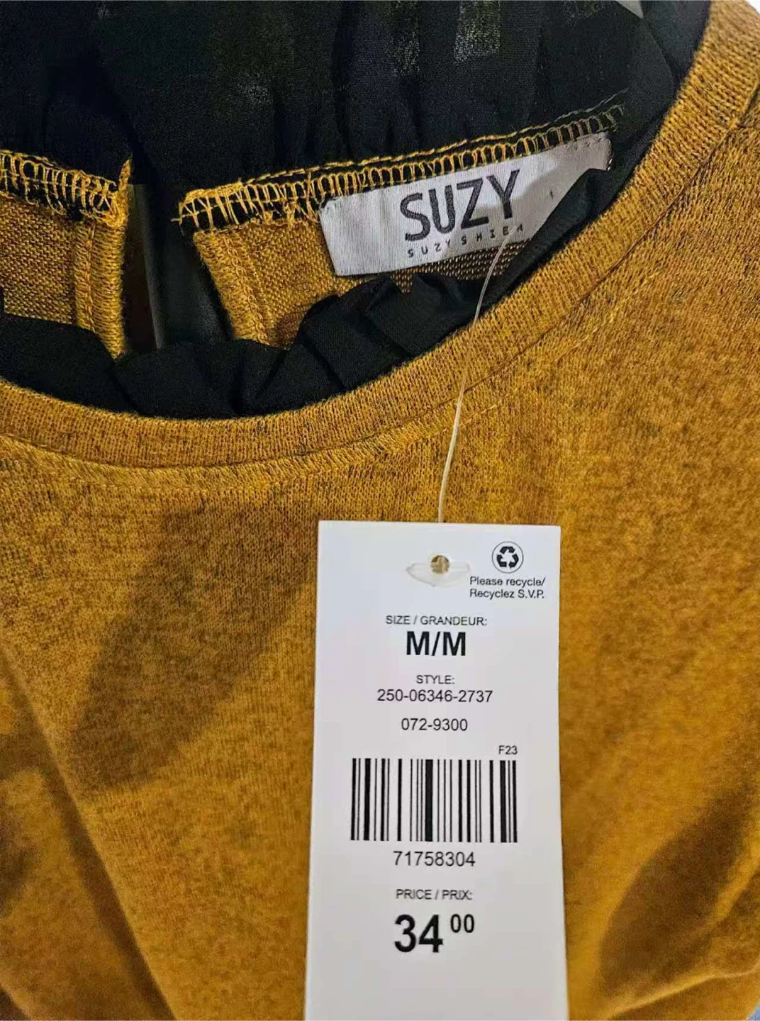 SUZY Women's Mustard Long Sleeve Top - NEED TO SELL EVERYTHING - photo 2