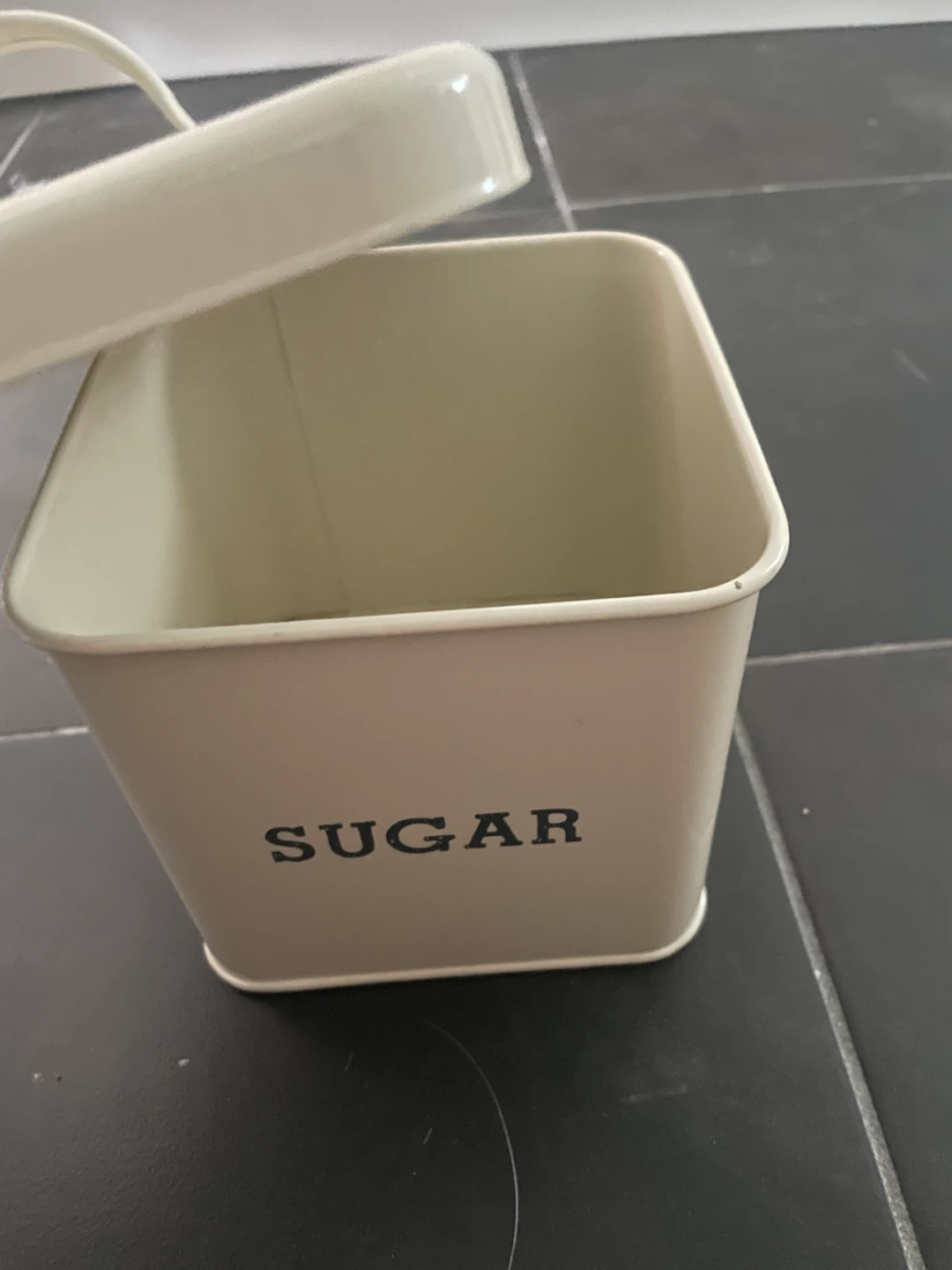 cream coloured tin storage container - photo 2