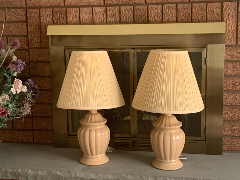 2x Table Lamps with Pleated Shades