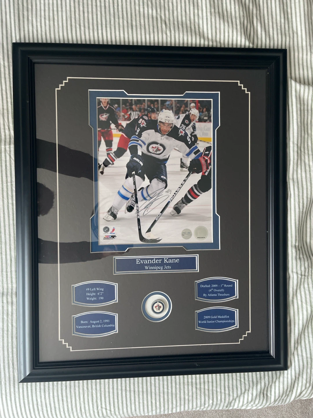 Framed Evander Kane Winnipeg Jets Autographed 8x10 Photo
