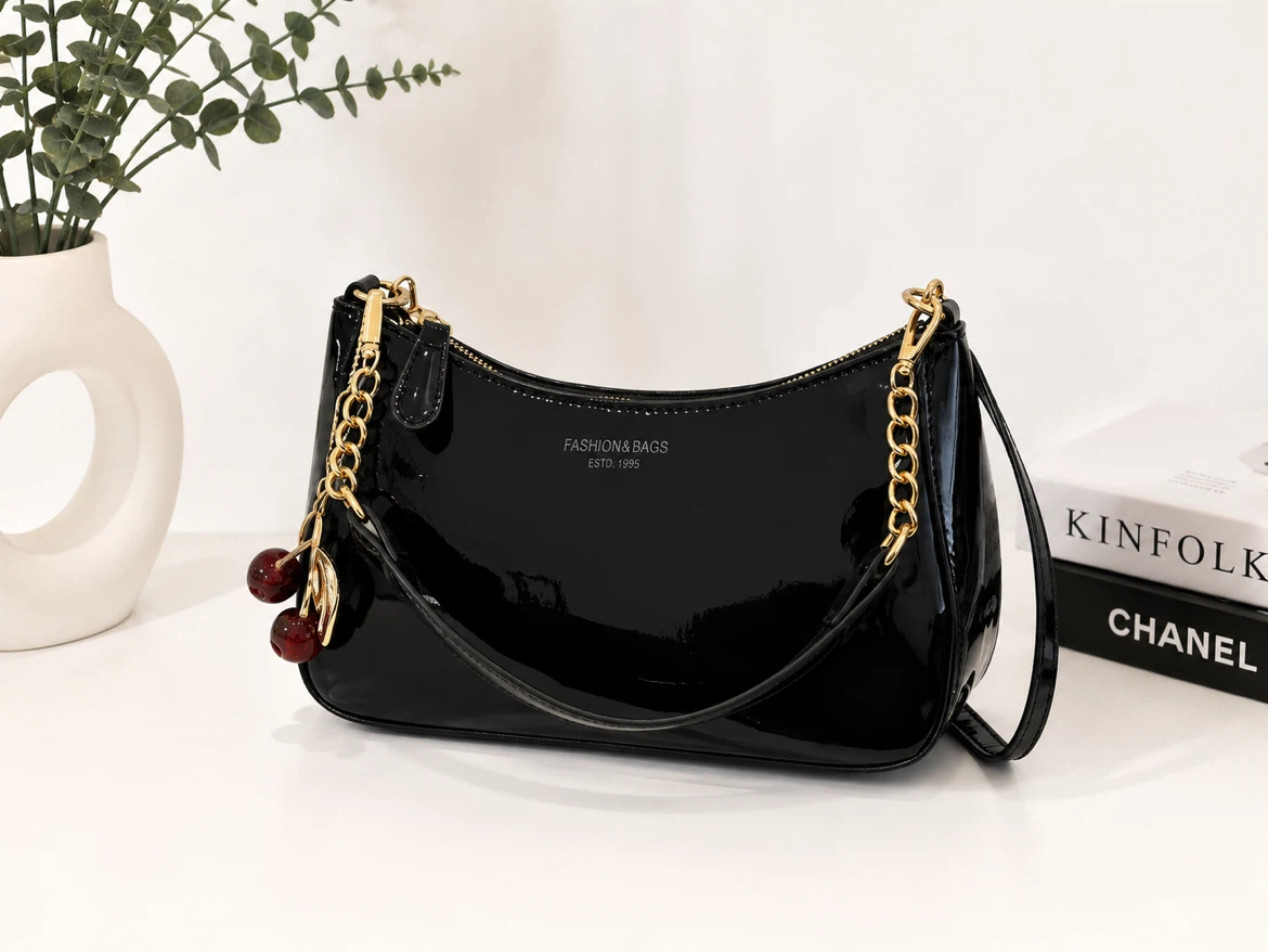 Fashion & Bags Patent Leather Shoulder Bag