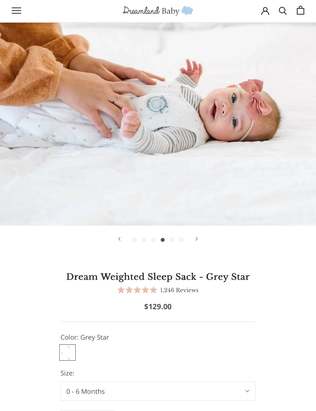 Dreamland Baby Weighted Sleep Sack - Grey Star