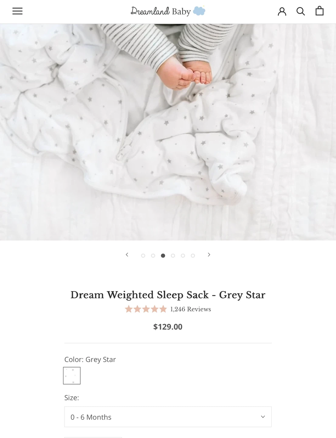 Dreamland Baby Weighted Sleep Sack - Grey Star - photo 3