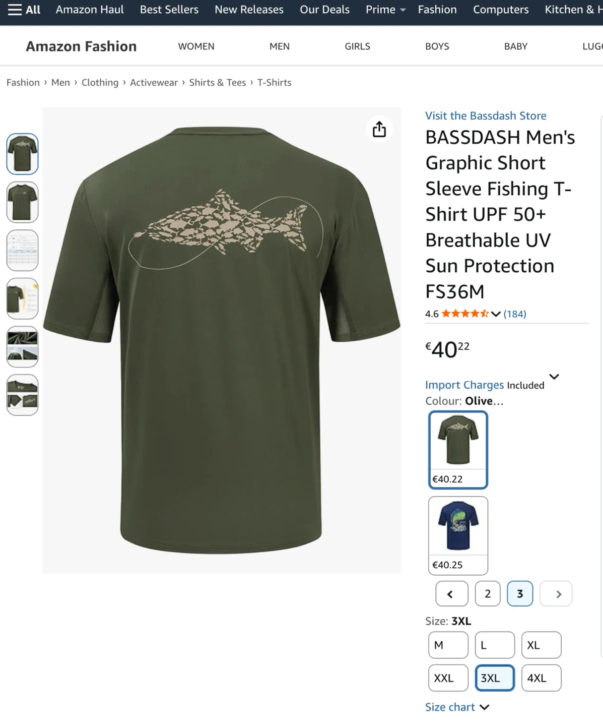 New BassDash Men's Graphic Fishing T-Shirt - 3XL - photo 4